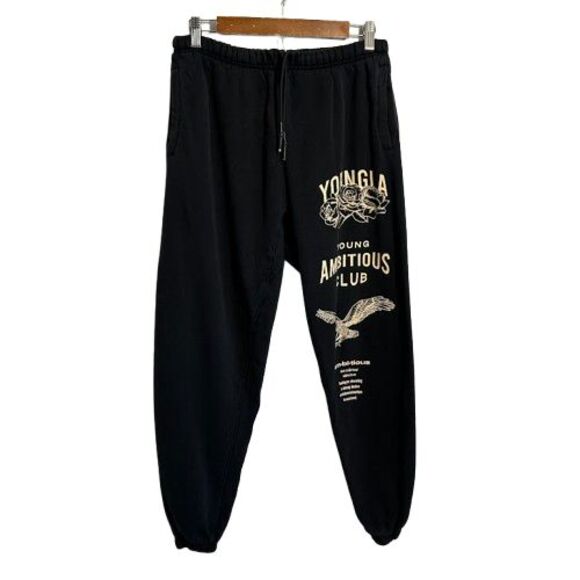 YoungLA The Immortal Joggers M STYLE #233 Black Pockets Cuffed Sweatpants - Picture 1 of 12